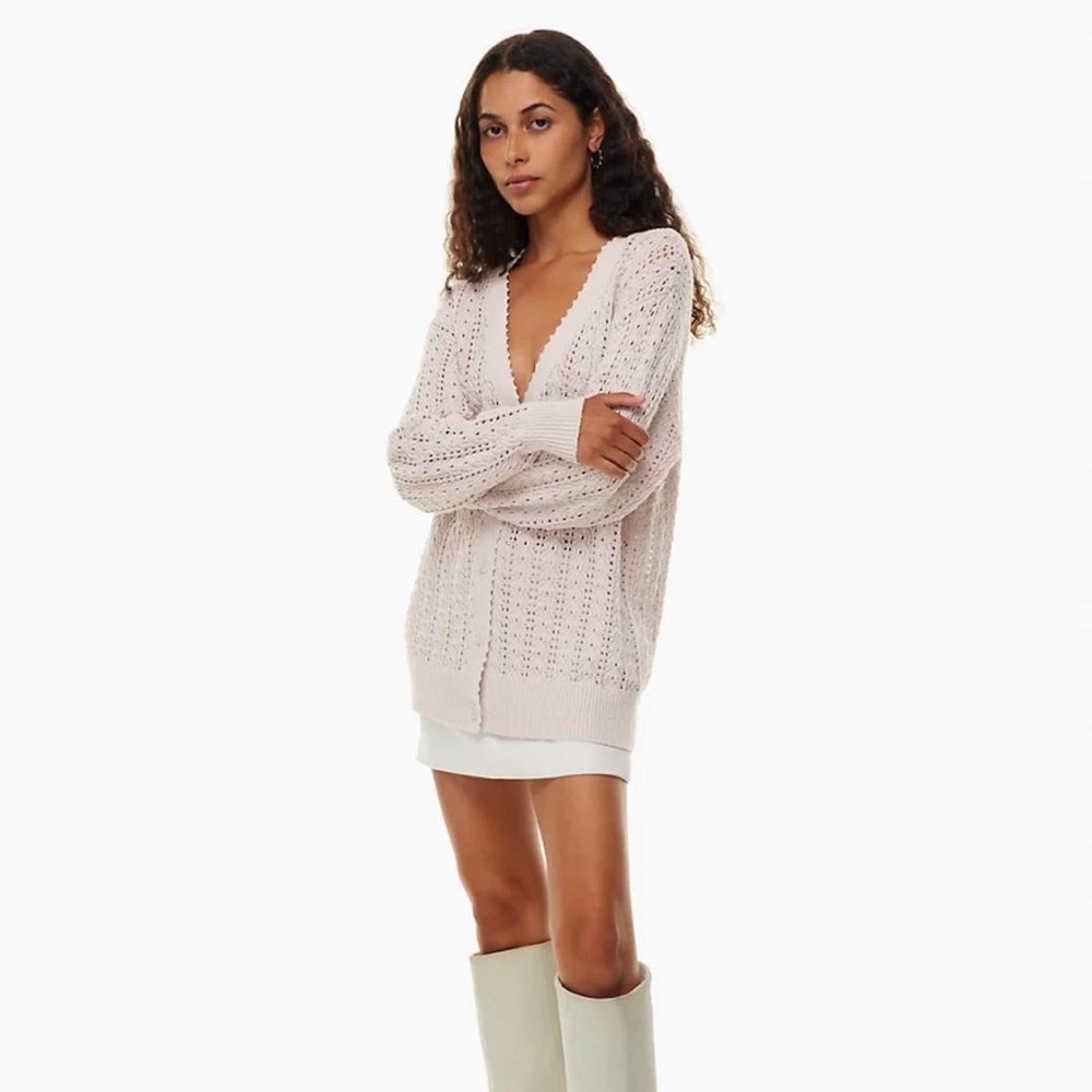 Aritzia Wilfred Free Reverence Cardigan Vin Gris (like a light lavendar color). - Picture 3 of 14